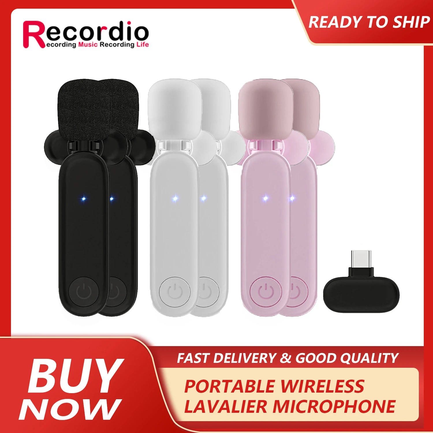 GAW-3GB 2 in 1 Portable Plug and Play Wireless Lavalier Microphone Noise Reduction Audio Video Recording Mini Microphone
