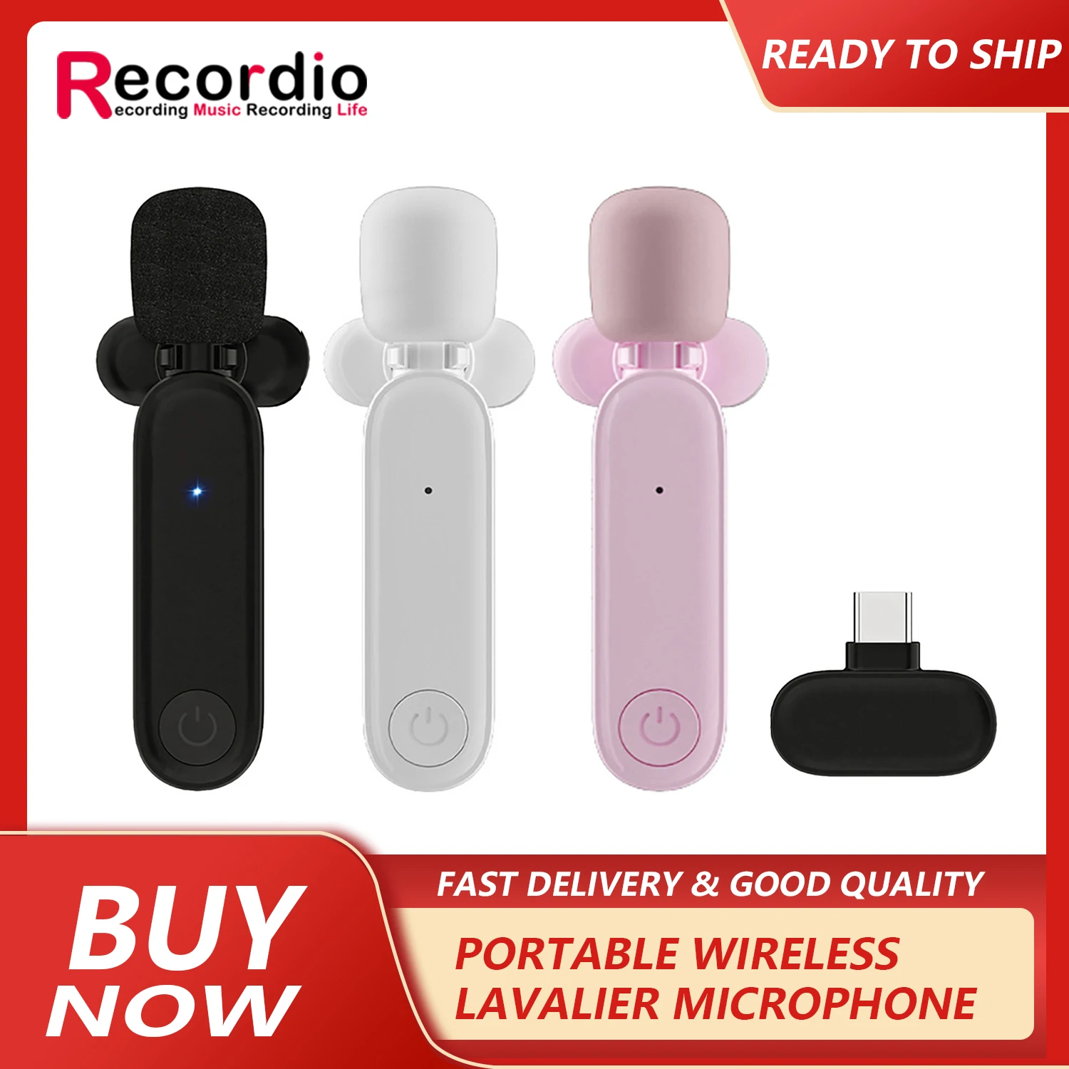GAW-3GA Portable Wireless Lavalier Microphone Noise Reduction Video Recording Mini Microphone Plug and Play