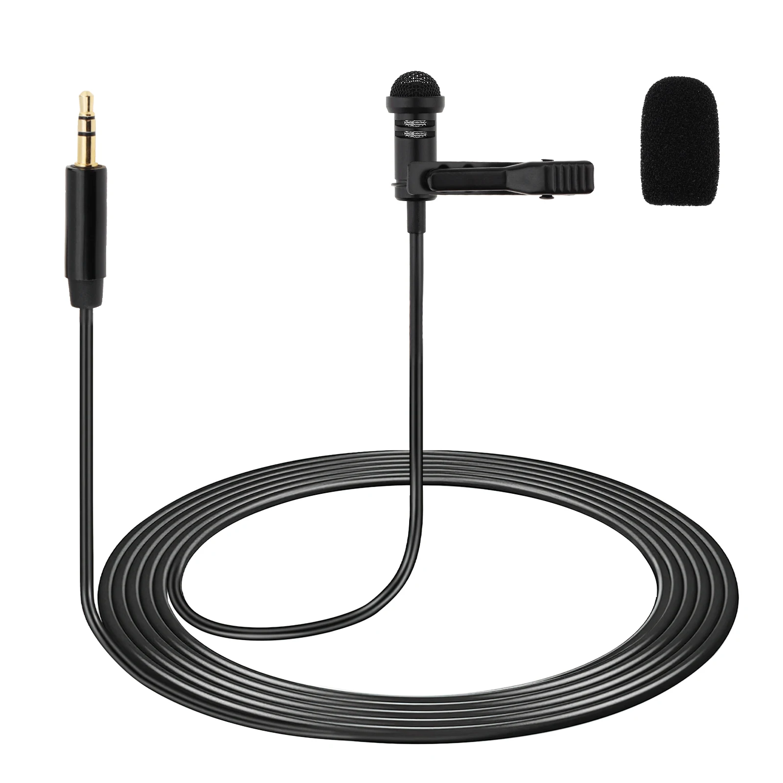 Black Lavalier Microphones Fit for DJI Mic 2 / Rode Wireless Pro / Wireless GO 2, Omnidirectional Lav Lapel Wearable Mic