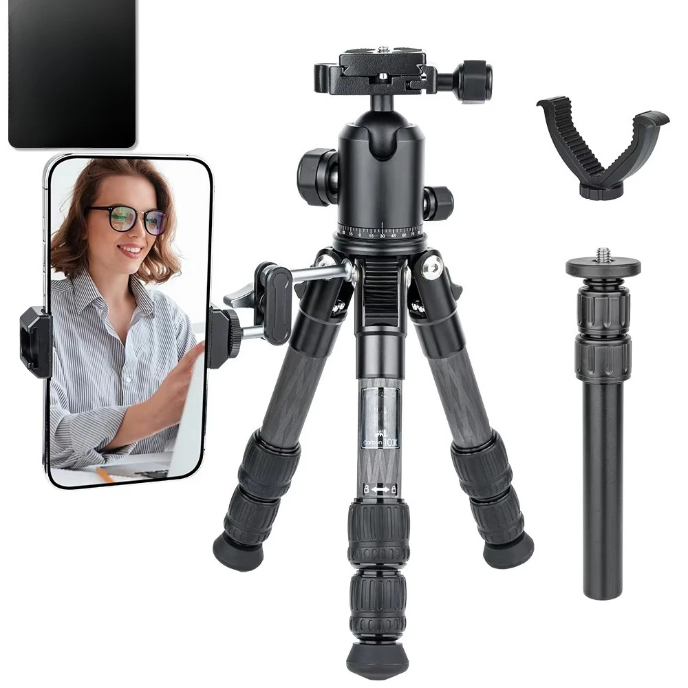 GX2 Mini Carbon Fiber  Portable Lightweight Tabletop GX2 Travel Tripod For DSLR  Max Load 10kg