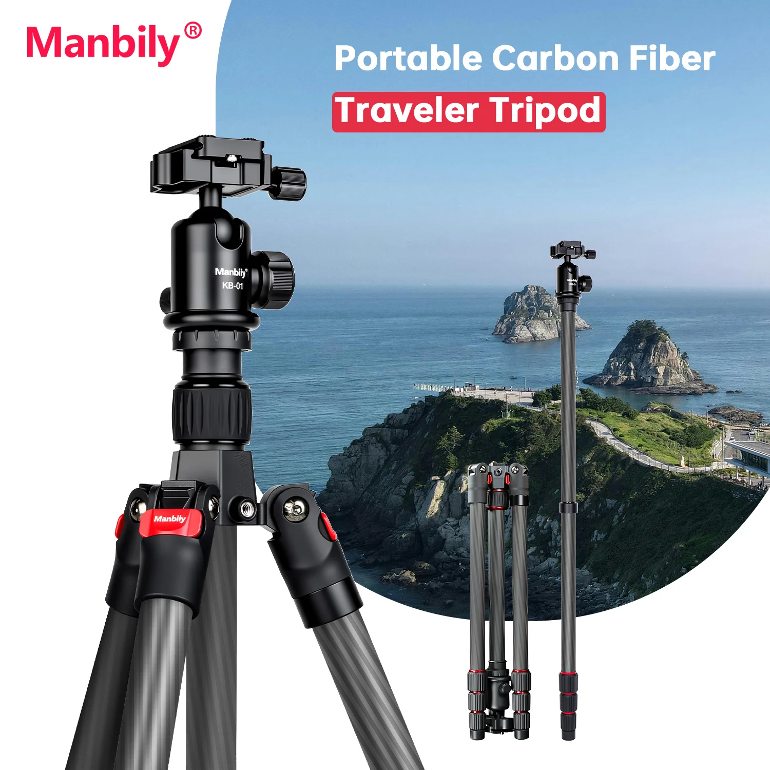 Manbily 152cm Lightweight Portable Photography Tripods 2-in-1 Tripod and Monopod Ballhead Travel Tripod for DSLR Camera
