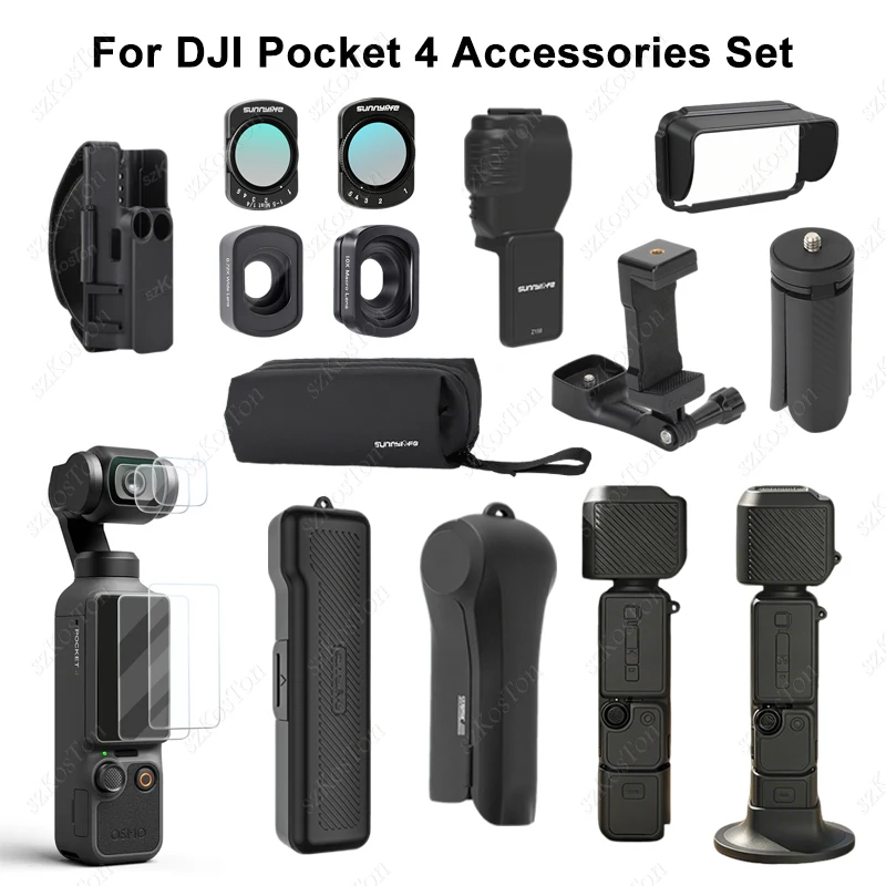 Accessories Kit for DJI Osmo Pocket 4 Protective Case/Storage Bag/Mini Tripod Portable Vlog Content Creator Accessory Set