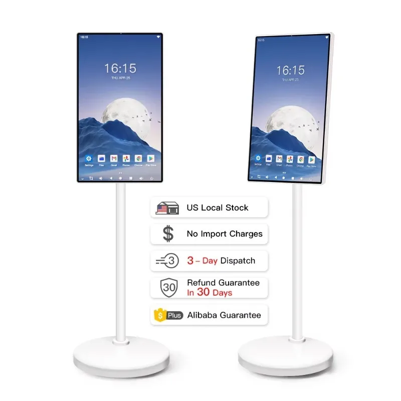 24 Inch 128GB 13MP   Rolling Tablet TV  Remote Control Tutorials Home Gym Workout Android Portable Smart TV