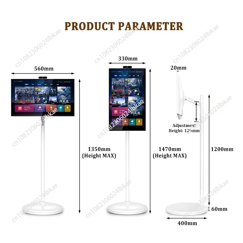 21.5 27-inch 32-inch portable Android TV with stand rotatable large battery capacity, suitable for home tablet smart LCD display