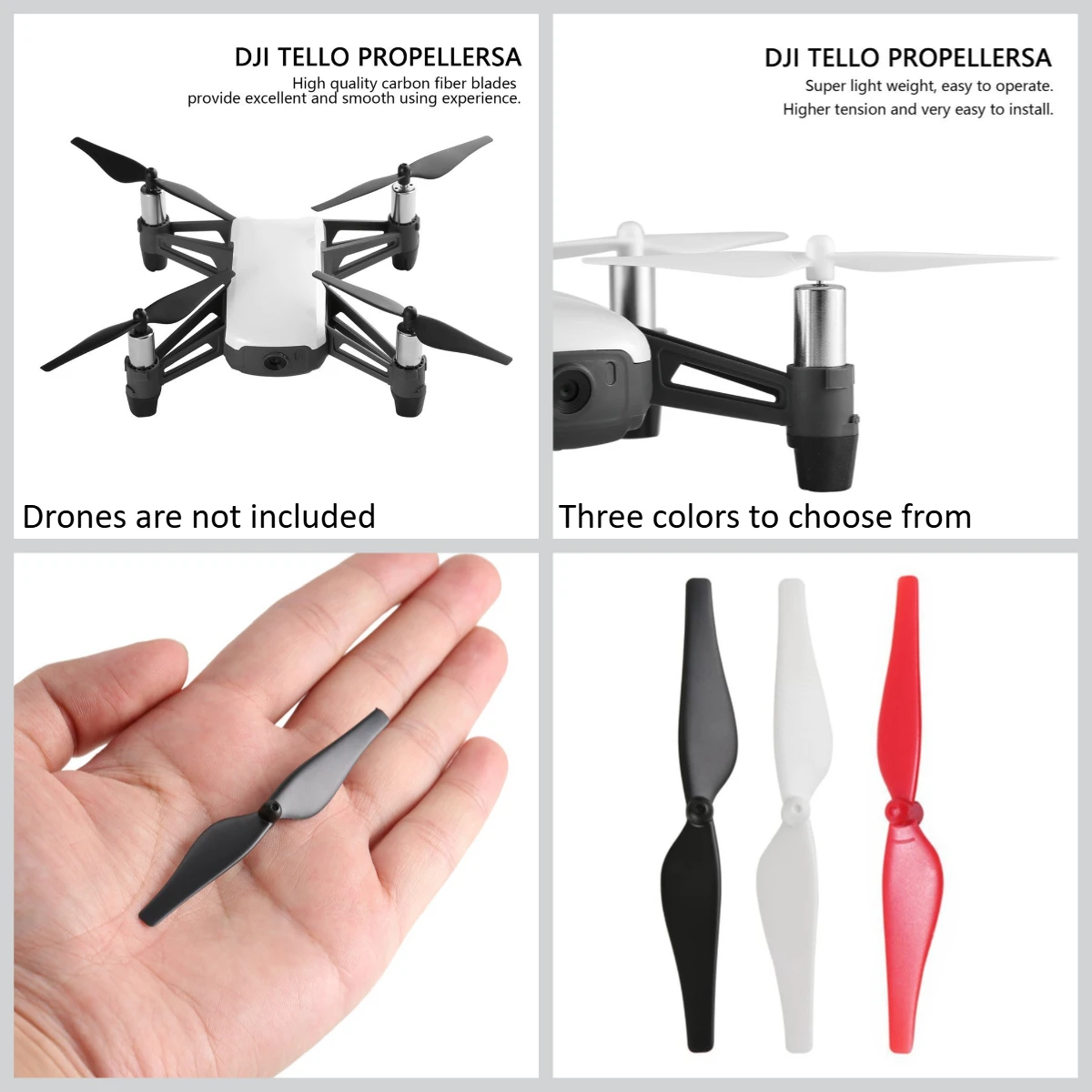 4PCS Drone Propeller Low-Noise CCW/CW Props Light Weight for DJI Tello Mini Quadcopter Airplane Aircraft Replacement Spare Parts