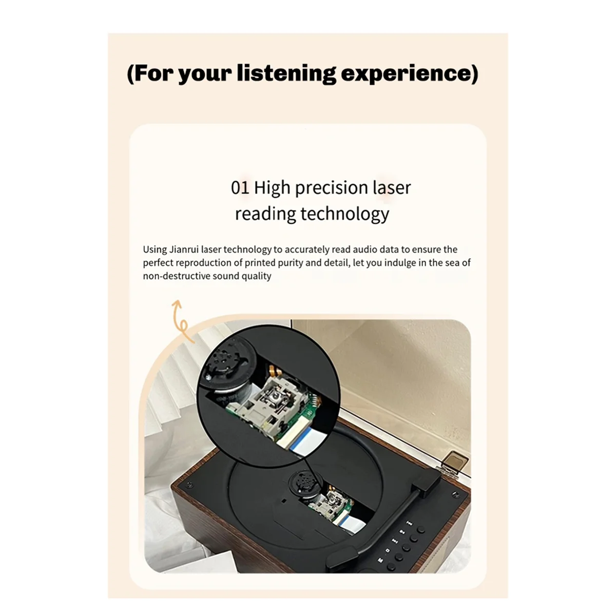 AB01 Retro CD Player Rechargeable Support CD BT USB 3.5mm AUX Portable CD Player Bluetooth-Compatible 5.0 Home Music Player B