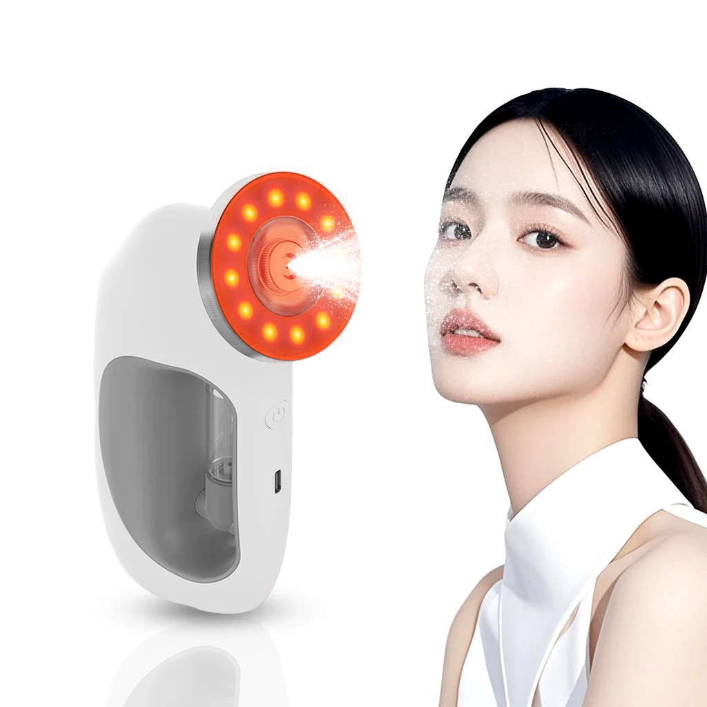 Oxygen Jet Facial Mister, Portable Nano Sprayer with Red LED Light, Skin Rejuvenation Hydrating Machine, Home Use