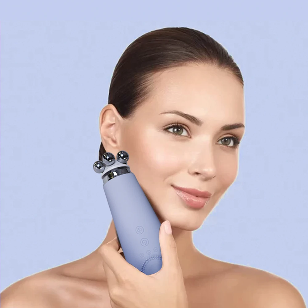 Portable 360° Rotating Massager Face Neck Lifting Silicone Facial Brush Cleanser Home Use
