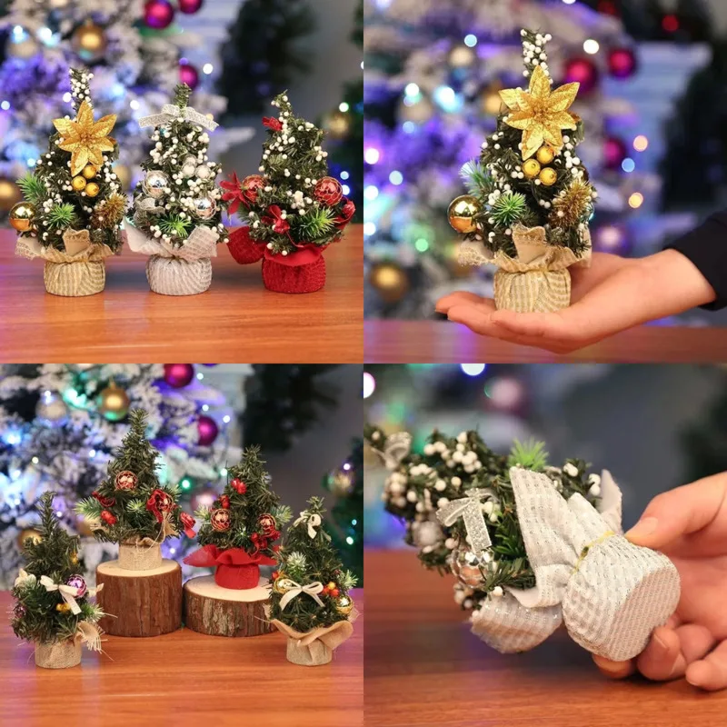 20cm Mini Christmas Tree Holiday Tabletop Decor Christmas Window Display Ornament Cute Gift Idea Home Office New Arrival Gifts