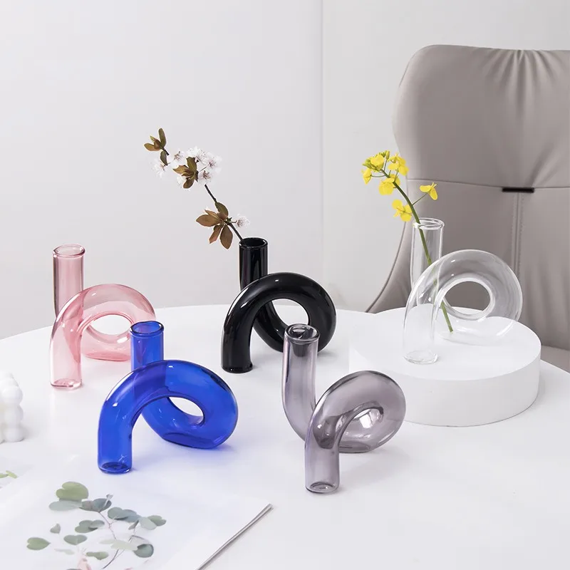 Creative Glass Knot Vase, Colorful Frame Wrapping, Office Desktop Decoration Vase, Modern Mini Vase, Home Gift