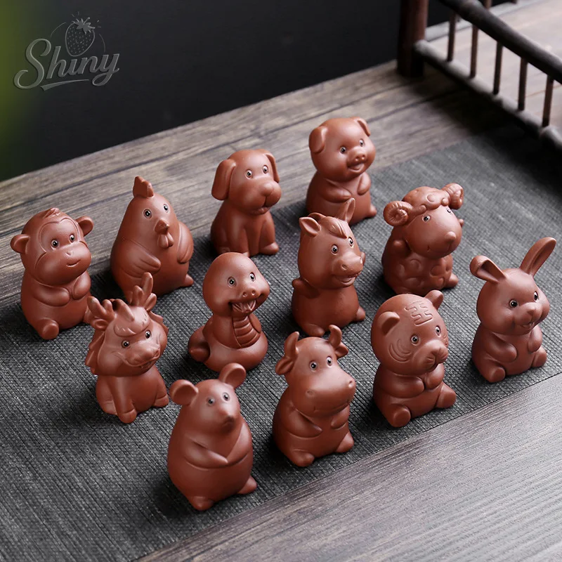 Purple Sand Zodiac Tea Pet, Suitable for Home and Office Use, Mini Ceramic Tea Set, Small Decorative Item