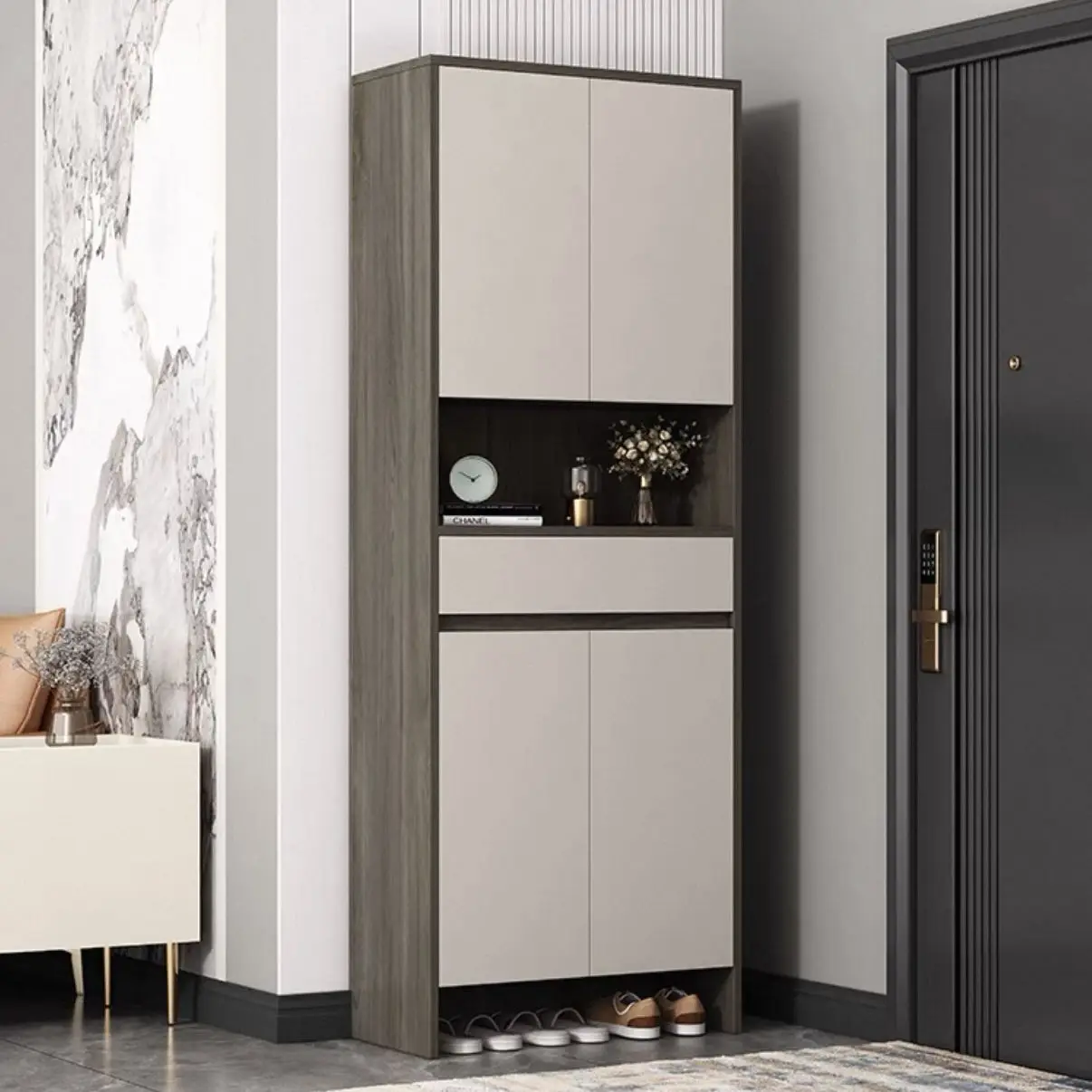 #Durable Extendable Modern Portable Shoe Storage Cabinet Sliding Door Eco-Friendly Space-Saving Easy Assembly Home Furniture