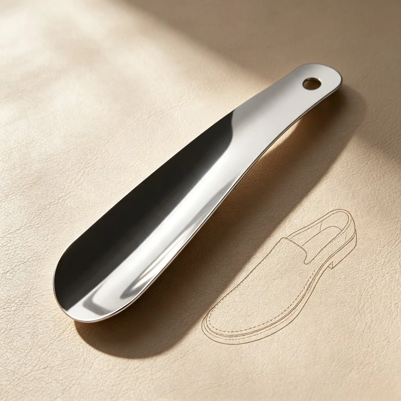 6.3Inch Portable Stainless Steel Shoe Horn Silver Hang Hole Shoe Lifter Helper Tool for Sneakers Boots Home Travel Daily Use
