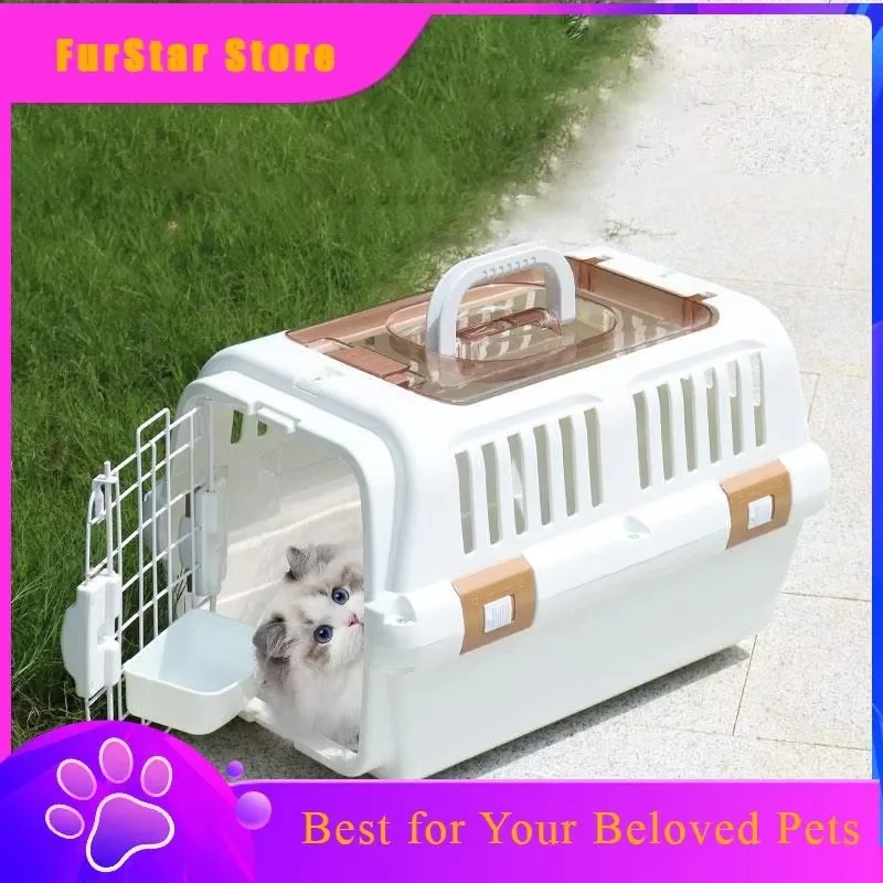 FurstarPet Flight Box, Cat And Dog Shipping Box, Portable Portable Car Cage, Large Plastic Dog Cage With Skylight