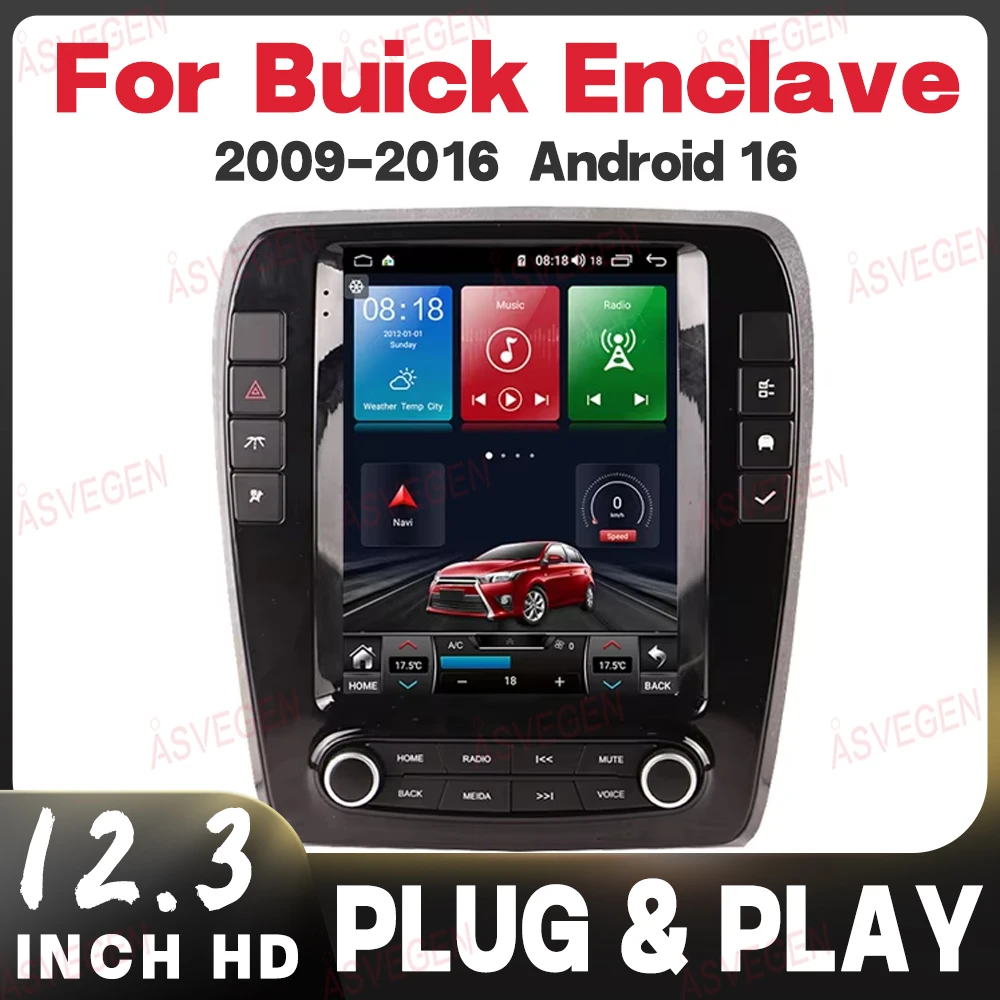 Car Radio Android 16 For Buick Enclave 2009-2016 12.3