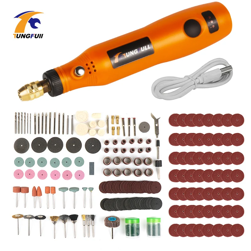 Mini Drill Rotary Tool 3 Speed 3.7V Engraving Tool USB Charger Wood Carving Pen Cordless Power Tool with Dremel Accessories