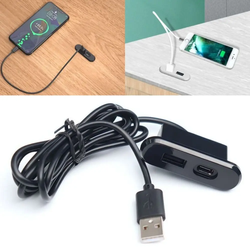 Desk Furniture Embedded Table USB Power Socket Mini USB TYPE-C Charger Desktop Charge Adapter 5V2A 10W Desktop Power Strip Home