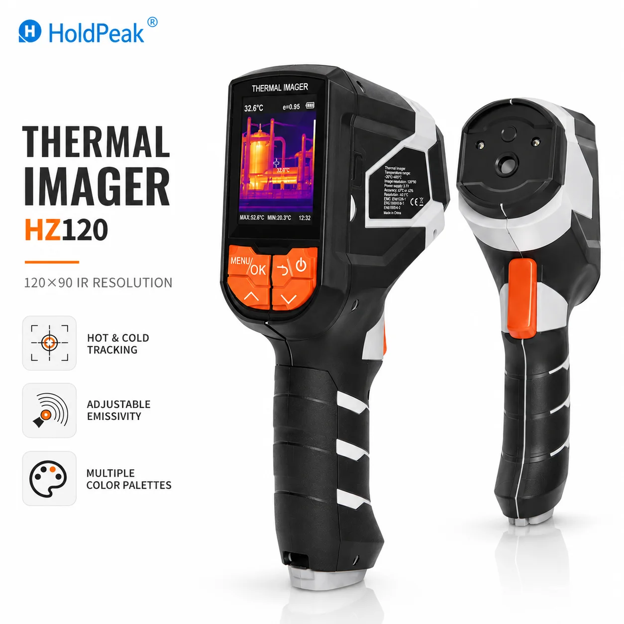 Mini Thermal Camera, 120x90 IR Resolution, 60mk Sensitivity, Dual Battery & 2.4