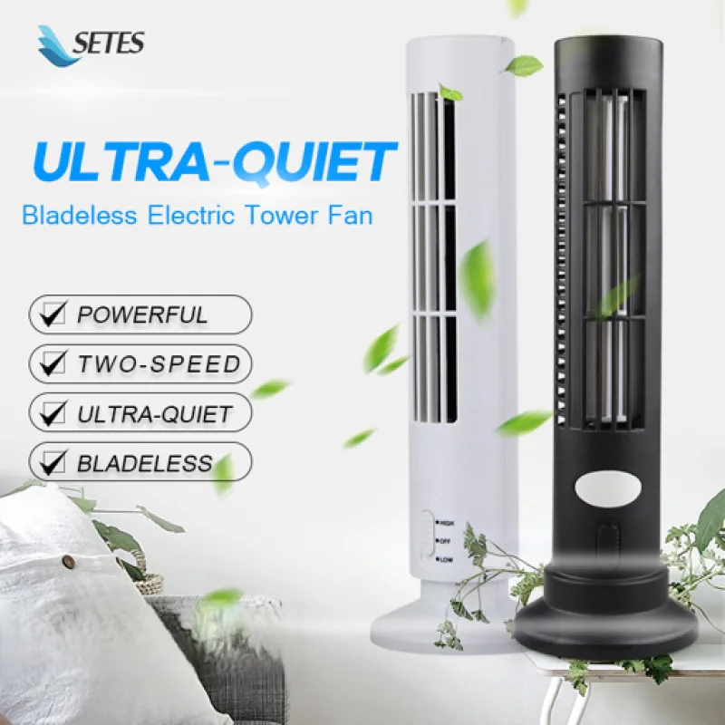 Powerful and Convenient USB Fan Tower Electric Fan Household Mini Bladeless Tower Fan Portable USB Charger Vertical Electric Fan