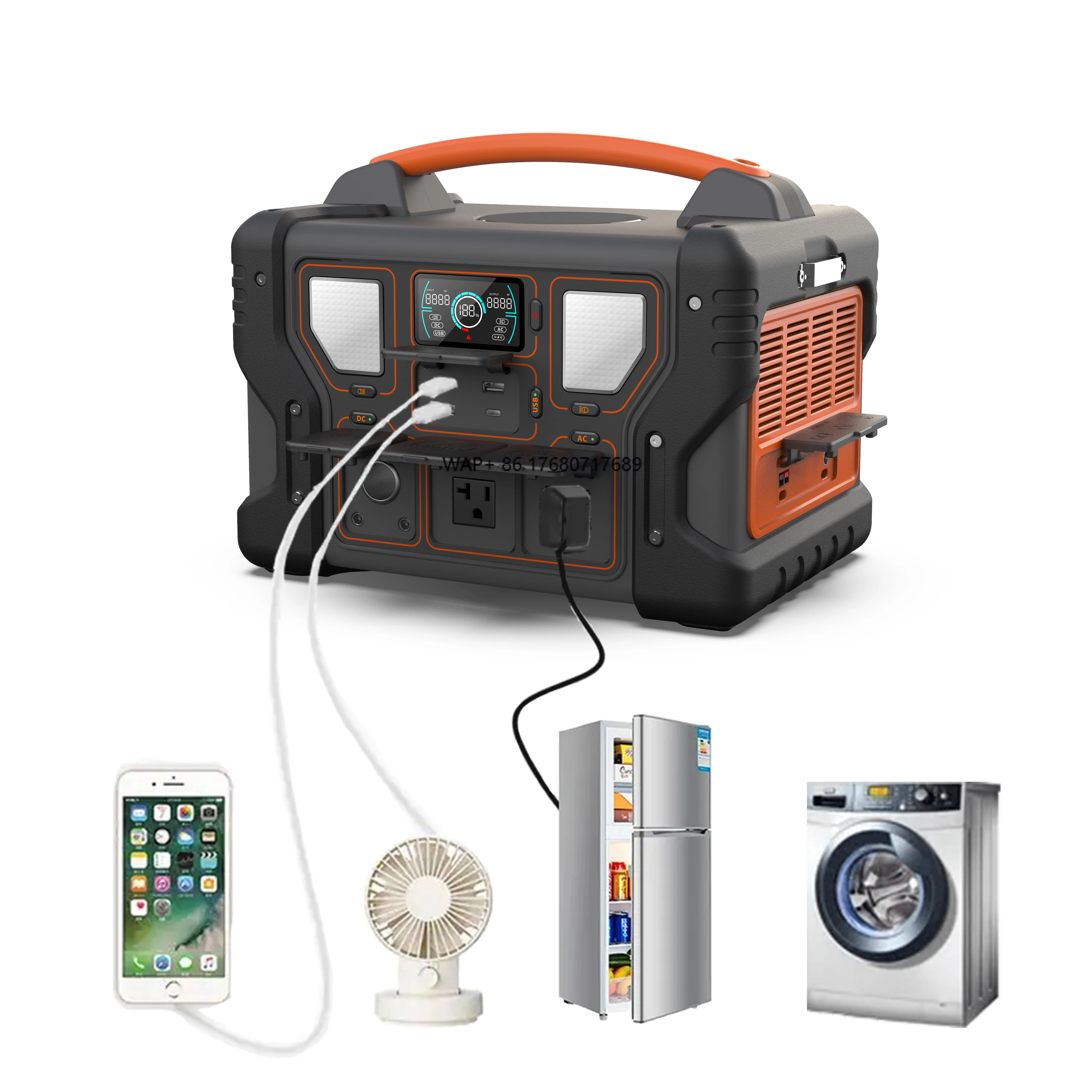 Home Backup Mini 500 Watt Solar Generator Lithium Battery Camping Outdoor Portable 500 Watt Power Station with Wireless Charger