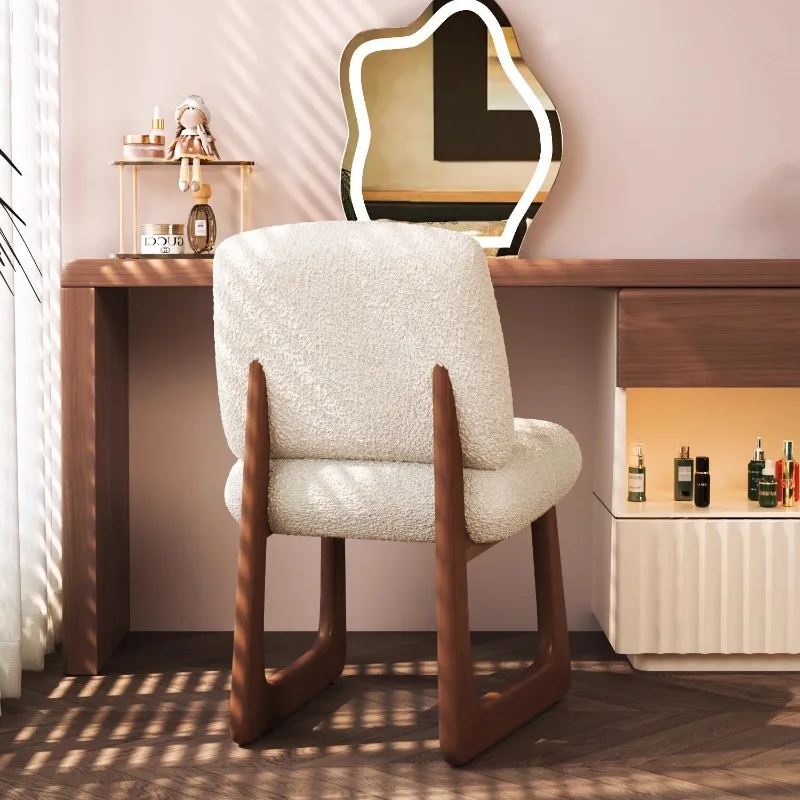 White Modern Makeup Vanity Chair Ergonomic Back Cute Designer Makeup Vanity Chair Cream Narrow Silla Tocador Bedroom Furniture