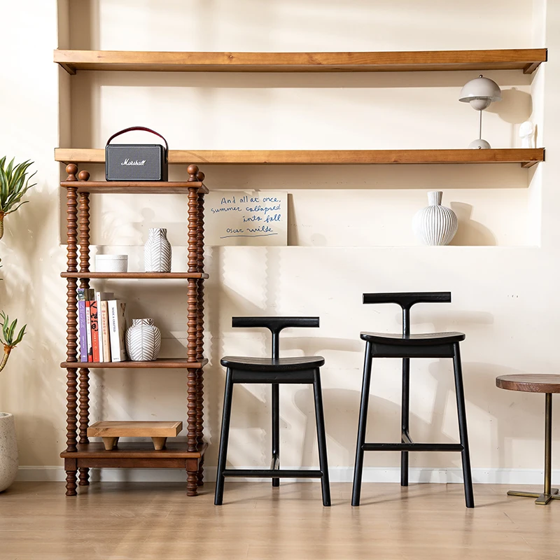 ---Solid Wood Nordic Bar Chairs Design Island Party Ergonomic High Chairs Make Up Reception Taburetes Altos De Cocina Furniture