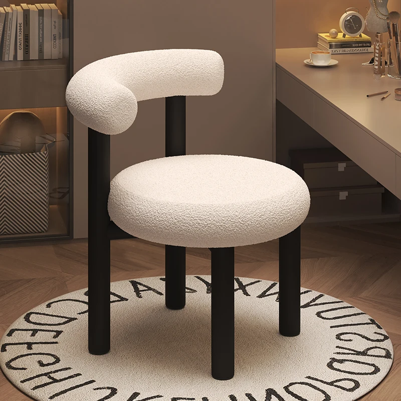 Comfortable Vanity Stool for Girls with Backrest Home Bedroom Luxury Makeup Chair Nail Art Stool