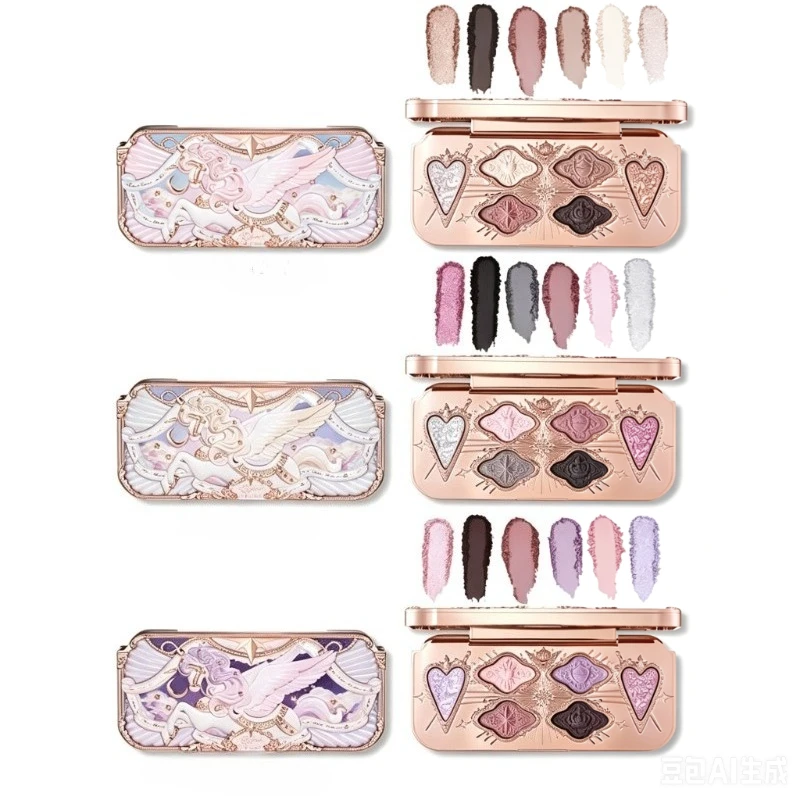 Flower Knows Knight Unicorn Eyeshadow Palette Matte Fine Shimmer Pearl Face Palette 6 Colour Glitter Eye Shadow Beauty Makeup