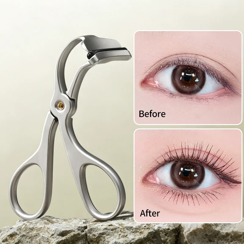 1pcs eyelash curler professional,Pearl Nickel Plated Zinc Alloy Lash Curler Ergonomic Professional Eye Makeup Tool with 10rubber