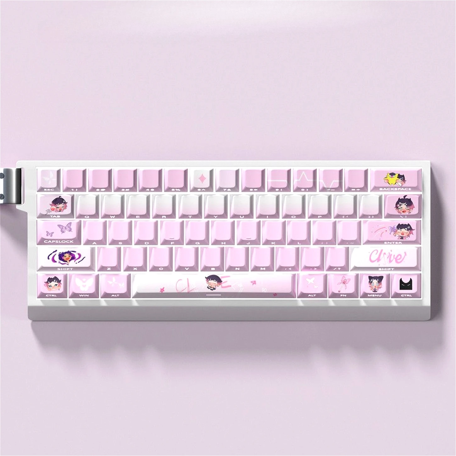 Cherry Side Engraved Translucent Keychain Kit PBT 64/74/140 Keys Compatible with 60/64/68 Magnetic Axis Personalized Keyboard