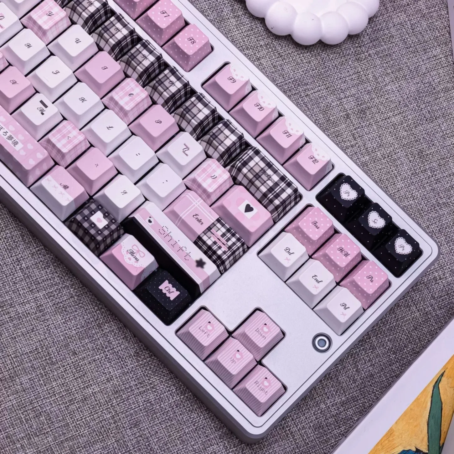 Cherry Profile 131 Keys Black Pink PBT Keycaps Custom Magnetic Axis Keycaps Compatible with Wooting Mechanical Keyboard