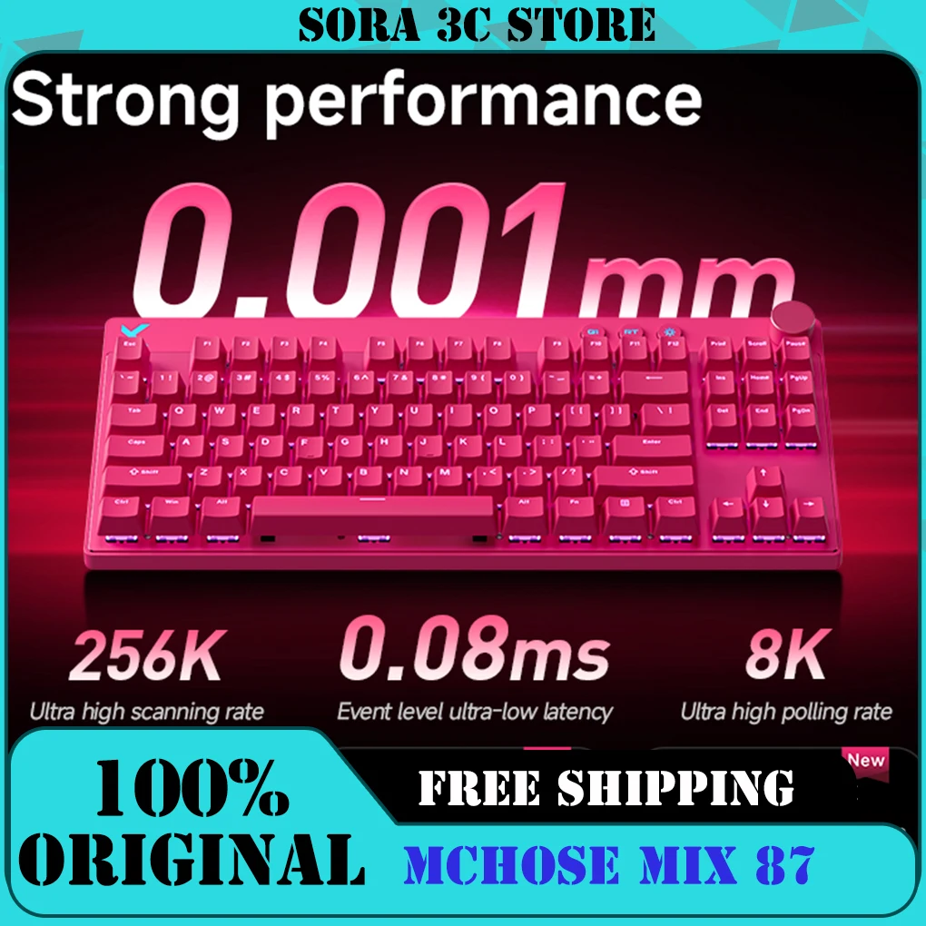 Mchose Mix87 Magnetic Swtich Keyboard Wired Gaming Keyboard 8K+256K Esport 0.08ms Low Latency E-Sports Custom Gamer Accessories