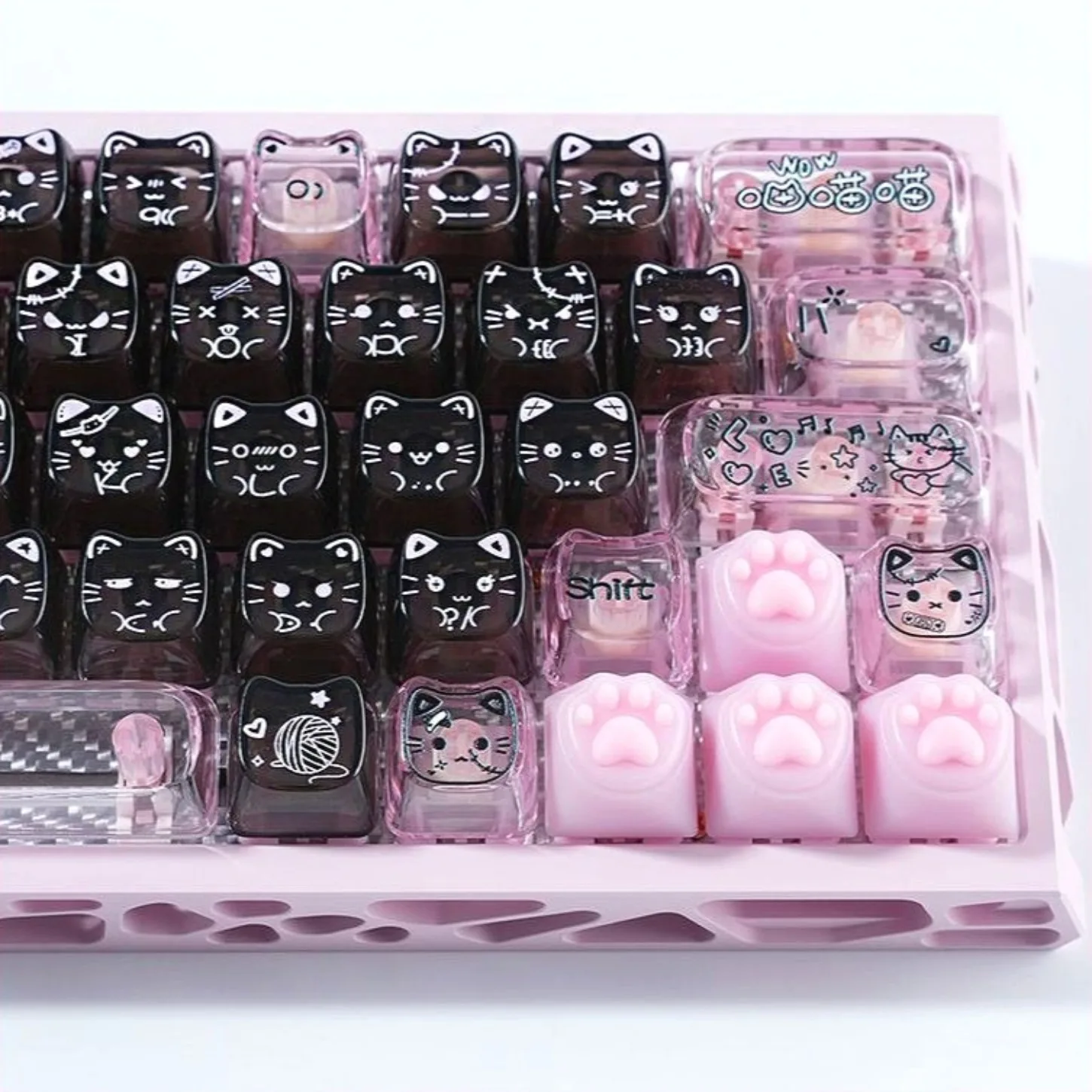 Cute Sweet Cool Cat MOA+MAO Keycap Kit PC Large Optical Transmission Capacity 60/61/64/65/68 Magnetic Axis Mechanical Keyboard