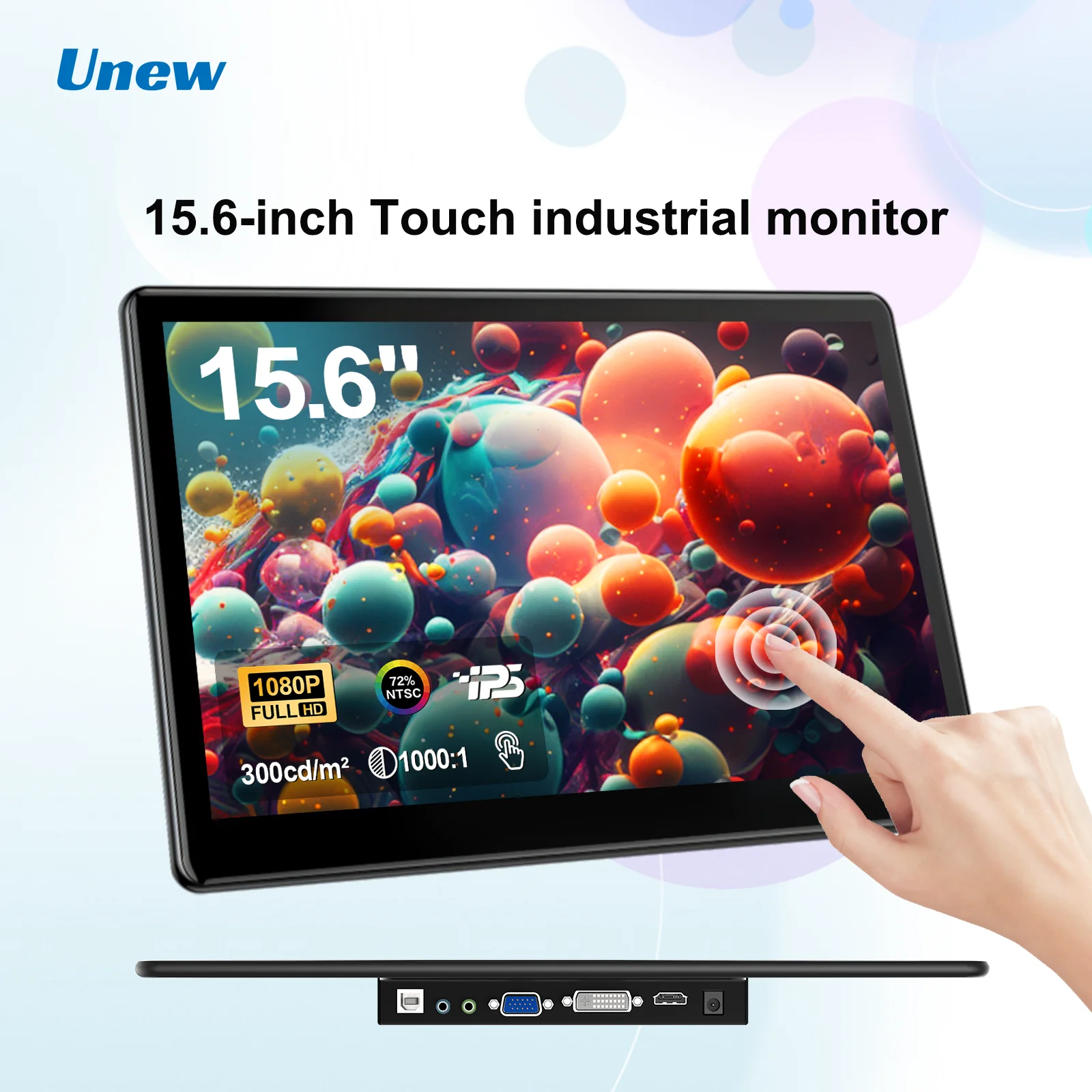 15.6 Inch Touch Monitor Display 1080P FHD 1920X1080 Suitable for Second Monitor Display Supports VGA USB AV HDMI Video Input