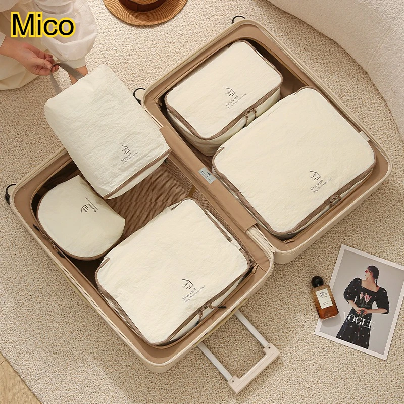 5-Piece Travel Organizer Set Waterproof Nylon Packing Cubes Storage Bags for Clothes Shoes Toiletries Fits 26-Inch Suitcase