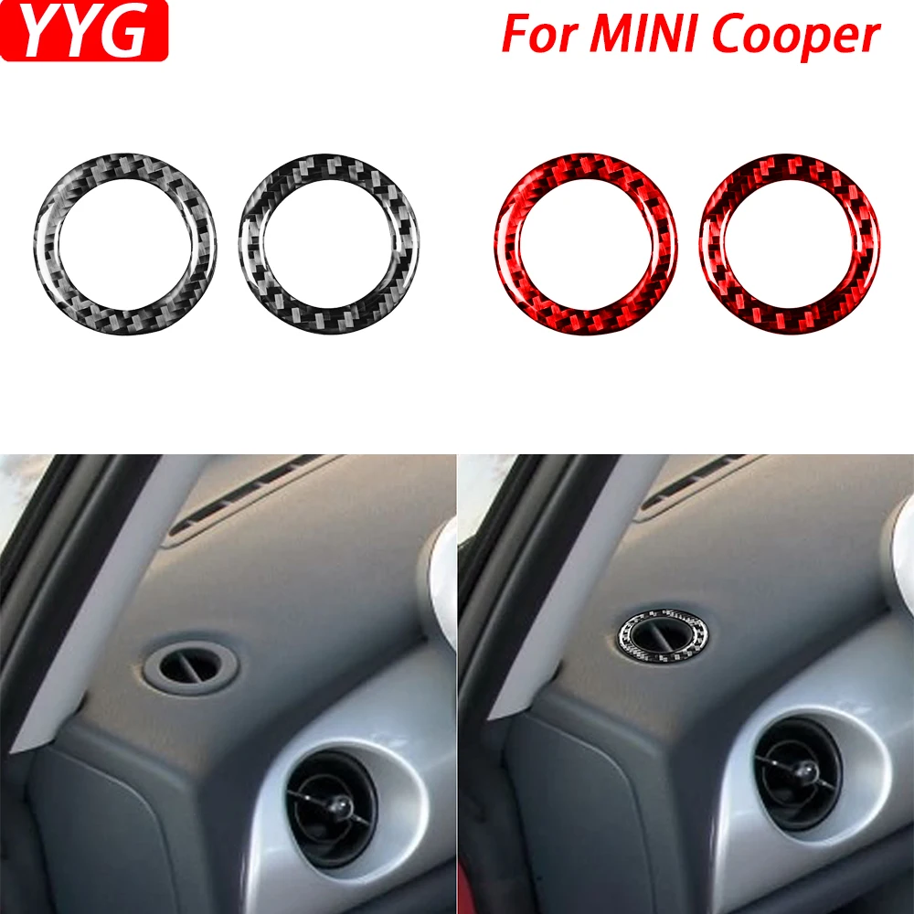 For Mini Cooper Hatch One R50 R53 2002-2004 Carbon Fiber Dashboard Both Side Defogging Air Outlet Ring Trim Car Interior Sticker