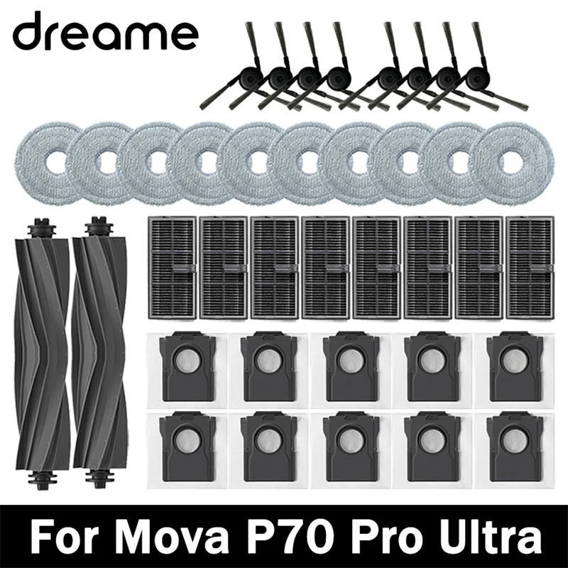 For Mova P70 Pro Ultra Vacuum Cleaner Replacement Accessories Main Side Brush HEPA Filter Mop Cloths Dust Bag Spare
