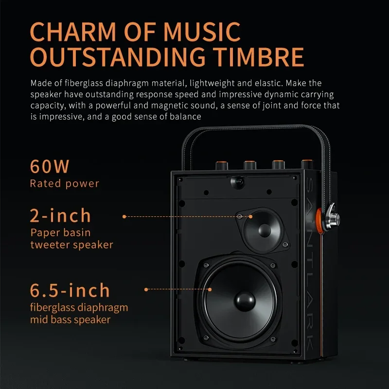 2024 New 60w Powerful Karaoke Speaker M3 With Handheld Microphone Portable High Quality UHF Wireless Home HiFi Speaker System