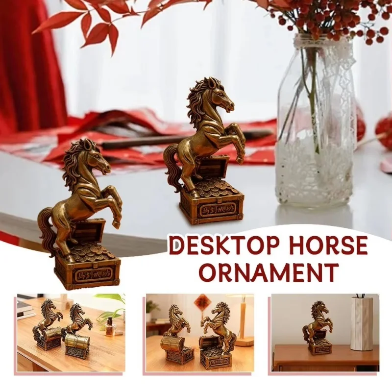 Premium Brass Zodiac Horse Figurine Feng Shui Money Attracting Home Office Decor Zodiac Animal Statue for Year of the Horse Bles