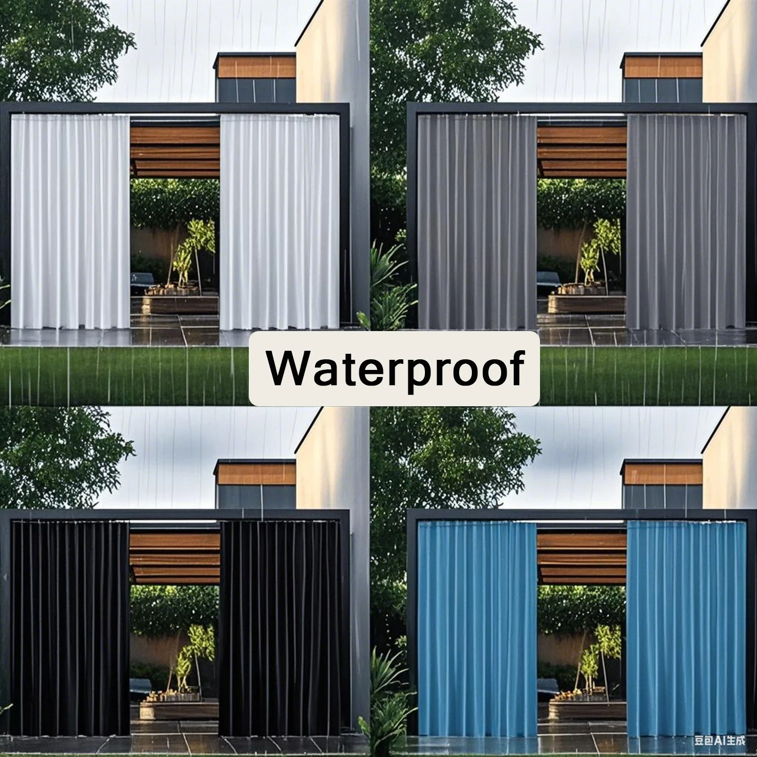 1 Panel Outdoor Curtain for Patio, Premium Privacy Tab Top Exterior Curtain for Porch, Pergola, Cabana, Outdoor Decor/화원 커튼