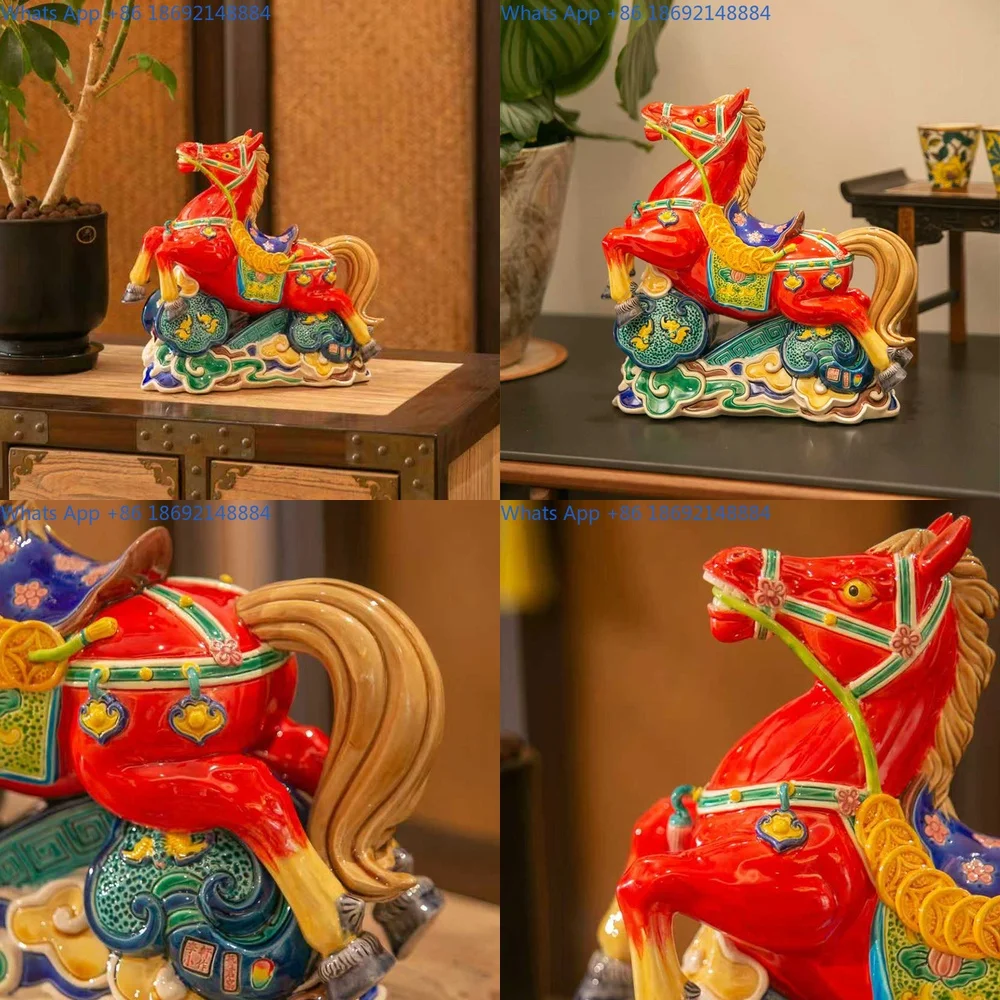 Lunar New Year Horse Year Gift Set Elegant Ceramic Horse Decor for Home Office Business Gifting Premium Chinese Style Design