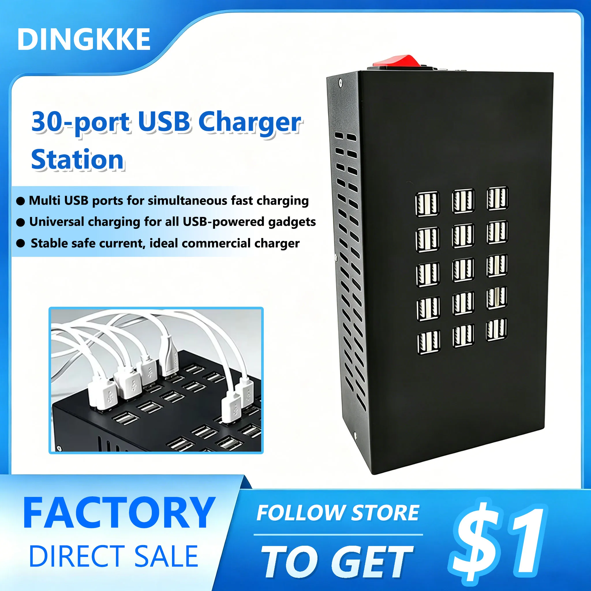 200W Universal Multi USB Charger 30 Ports Desktop Fast Charging Portable Power Station for Android iPhone 11- Tablet 충전기