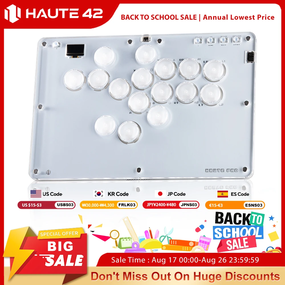 Haute42 Arcade Joystick Hitbox Leverless Controller Keyboard Arcade Stick For PC/Ps4 /PS5 Fighting Stick Hitbox Controller