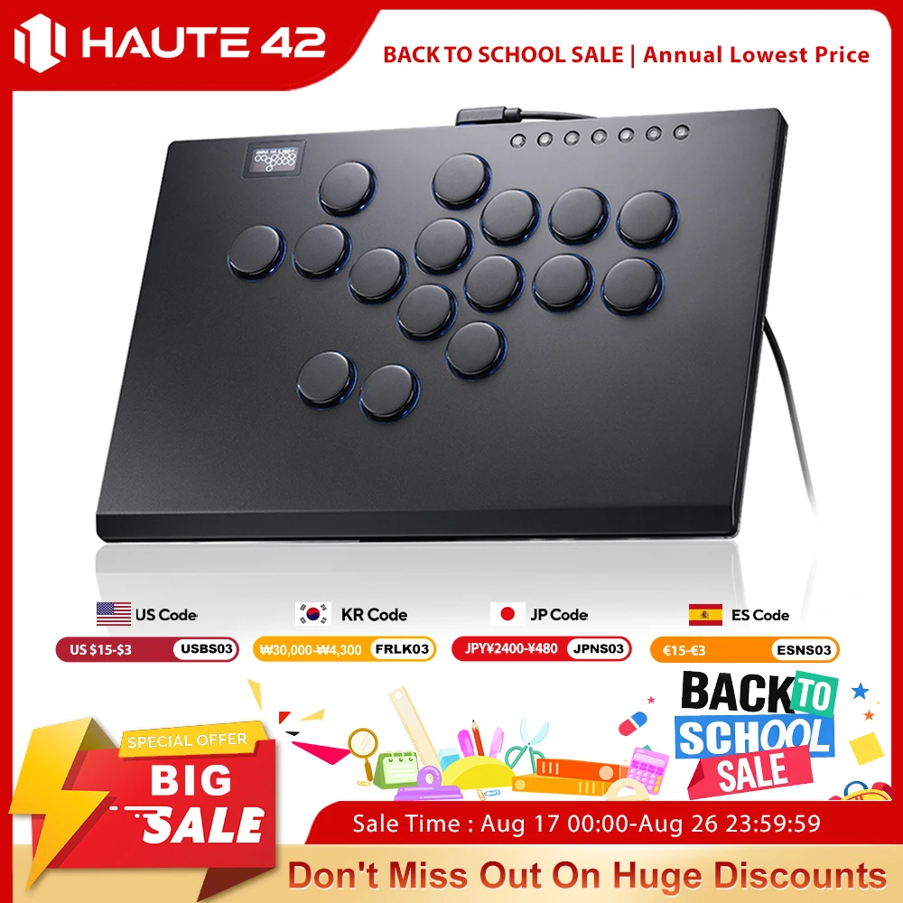 Haute42 Aluminium Alloy Joystick Arcade Hitbox Leverless Controller Controle Arcade For PC/ Ps4 / ps5/Steam Fightstick Hitbox