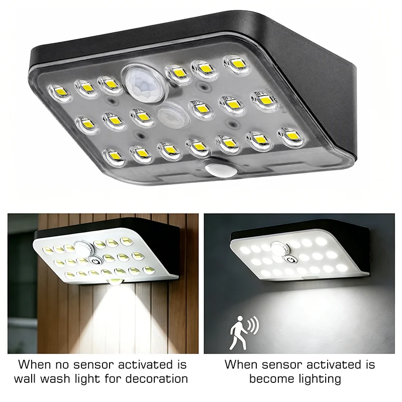 PIR Motion Sensor 19LED Sunlight Control Solar Energy Street Light Yard Path Home Garden Induction Solar Power Lamp Wall Light
