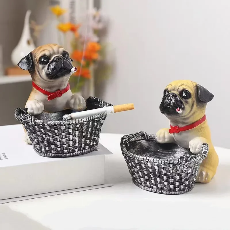 Creative Cat and Dog Ashtray, Cute Little Pig Anti Ash,High-value Home Decor, Bedroom Trendy Accessory Storage Blue Car Ashtray