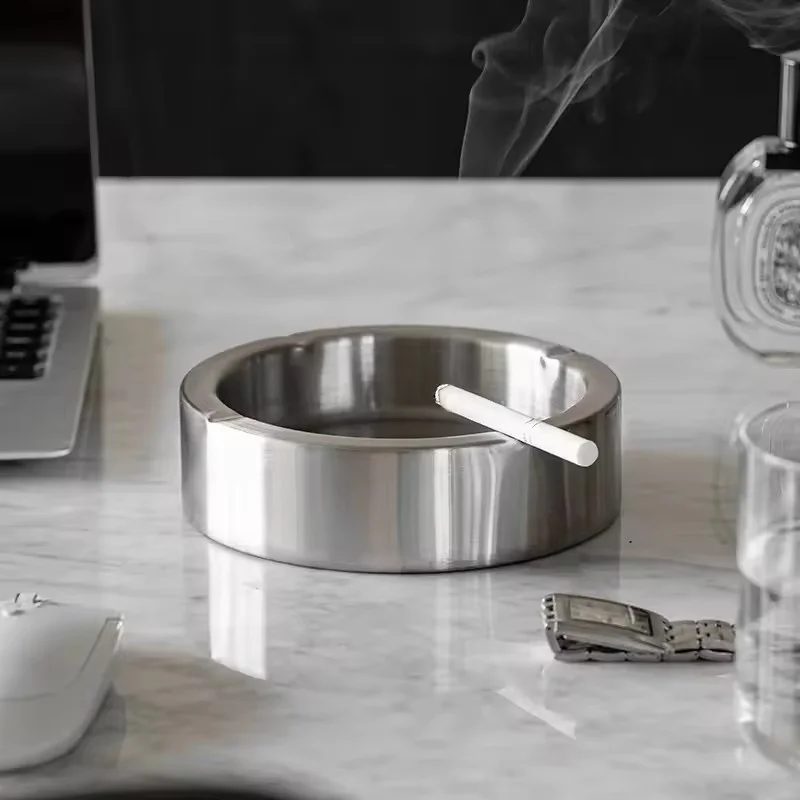 Outdoor Windproof Stainless Steel Ashtray Unbreakable Tabletop Ash Tray for Home Restaurant Bar Car Desktop Smoking Accessories
