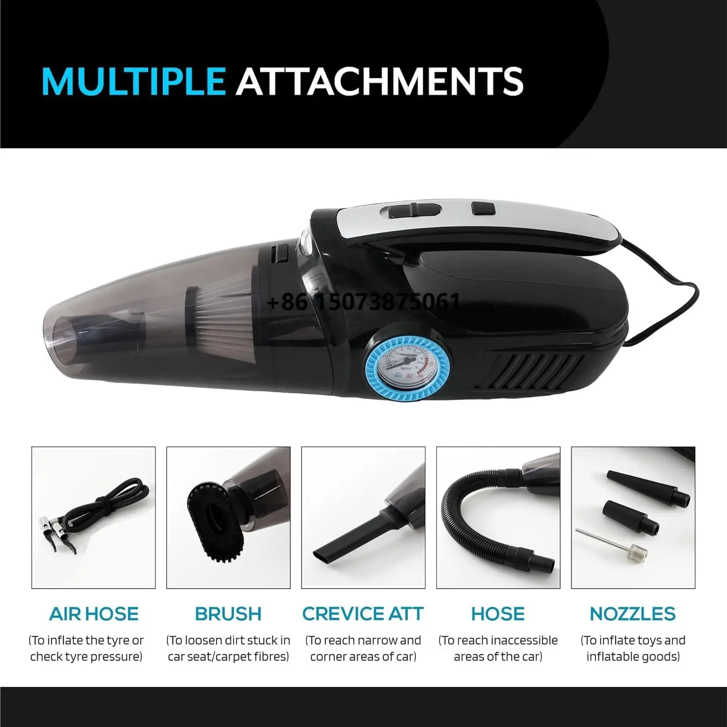Small Portable Vacuum Cleaner & Wired Air Duster for Home, Car & Sofa Retail and Wholesale | 6 Accessories | BD0032