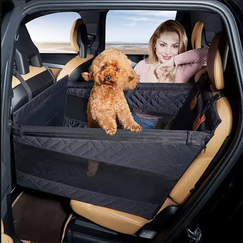 Double Zipper Car Pets Seat Pad Dogs Cats Car Backseat Protector Waterproof Dirt Resistant Solid Color Cars Rear Seats Cushion