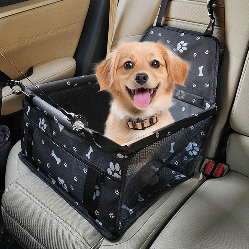 Foldable Pet Dog Car Seat Box Cat Bag for Travel in Car Accessories Mesh Puppy Safety Belt Anti-Dirty Cushion Waterproof